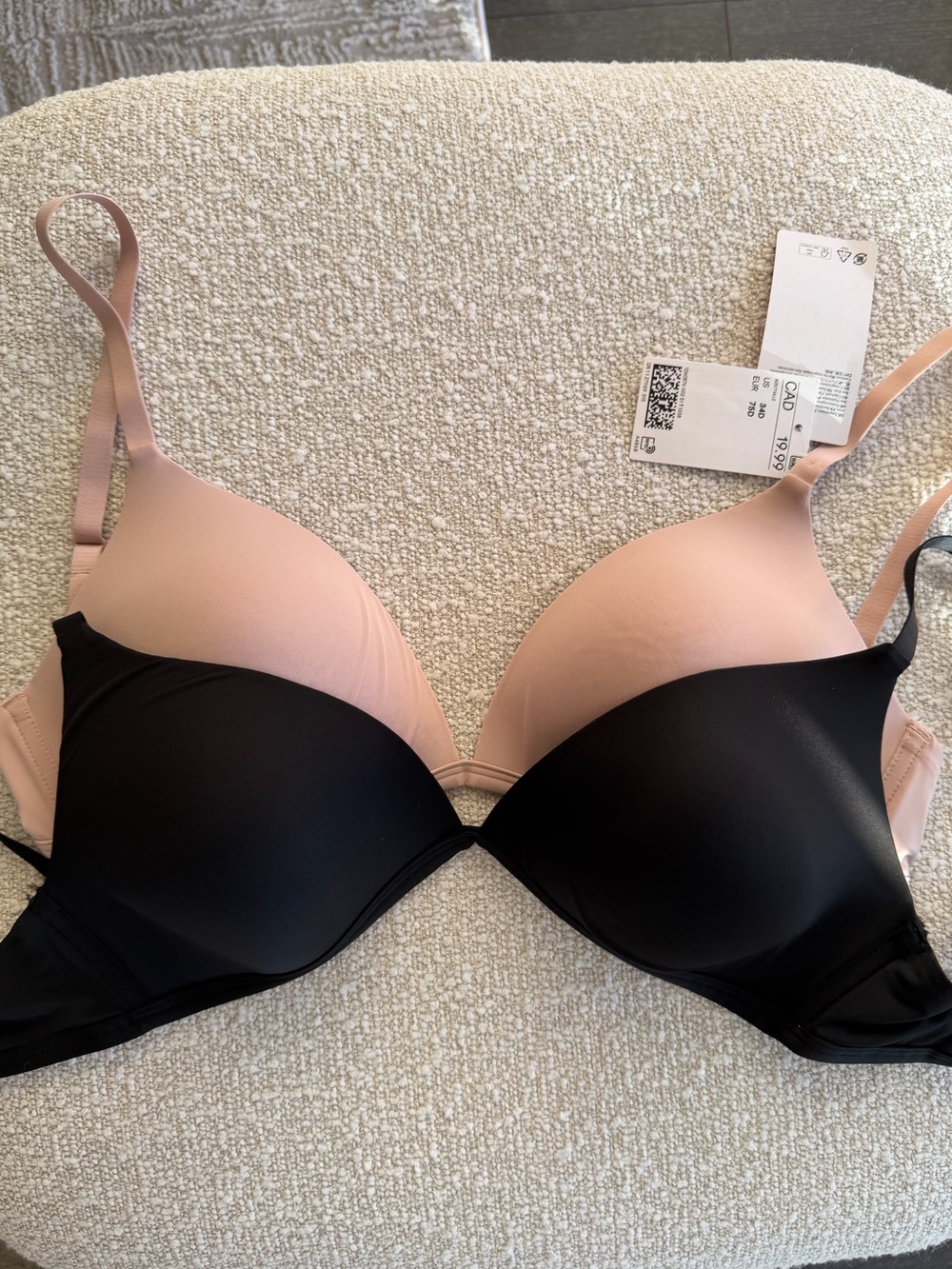 H&M Everyday T-Shirt Bra - Nude and Black